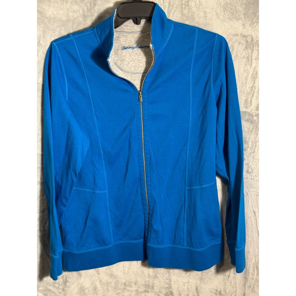 Tommy Bahama Blue‎ Full Zip Track Jacket Sweatshirt Size XL Cotton Blend
